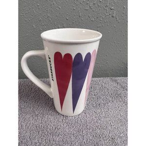 2017 Starbucks Colorful  Hearts with Gold Arrow Tall Mug Cup 16 oz Valentine's